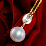 9mm Natural High Luster Pearl & Mother of Pearl Earrings, 14K Yellow Solid Gold Handmade Earrings, Anniversary Gift Idea for Her Etsy