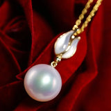 11mm Freshwater Pearl & Mother of Pearl Necklace - 14K Yellow Gold Etsy