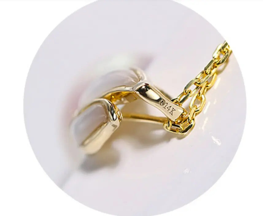11mm Freshwater Pearl & Mother of Pearl Necklace - 14K Yellow Gold Etsy