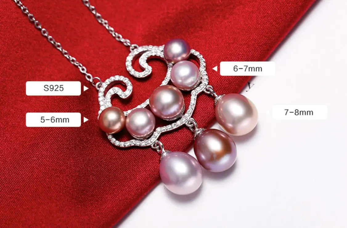 Symbol Natural Colorful Purple White Pearl & Moissanite Necklace, Silver 925 Handmade Necklace, Purple Pink Morandi Pearl, Gift Idea for Mom Etsy