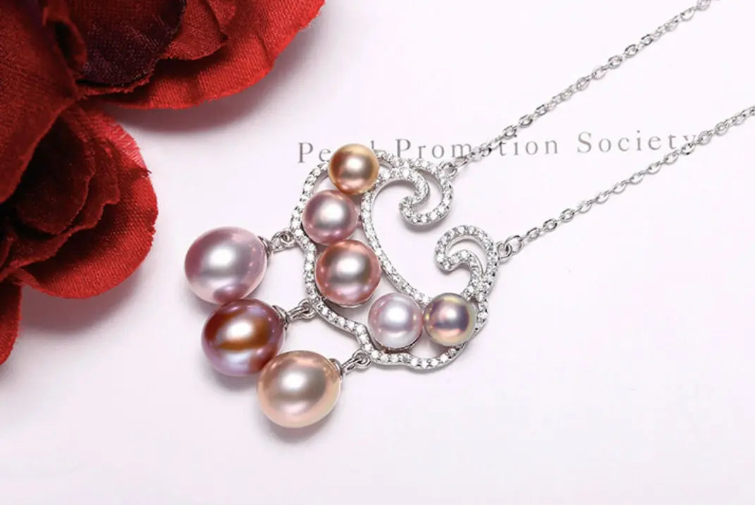 Mystery Symbol Necklace Set with Morandi Colors Pearl & Moissanite Necklace, Silver 925 Handmade Necklace, Purple Pink Morandi Pearl Etsy