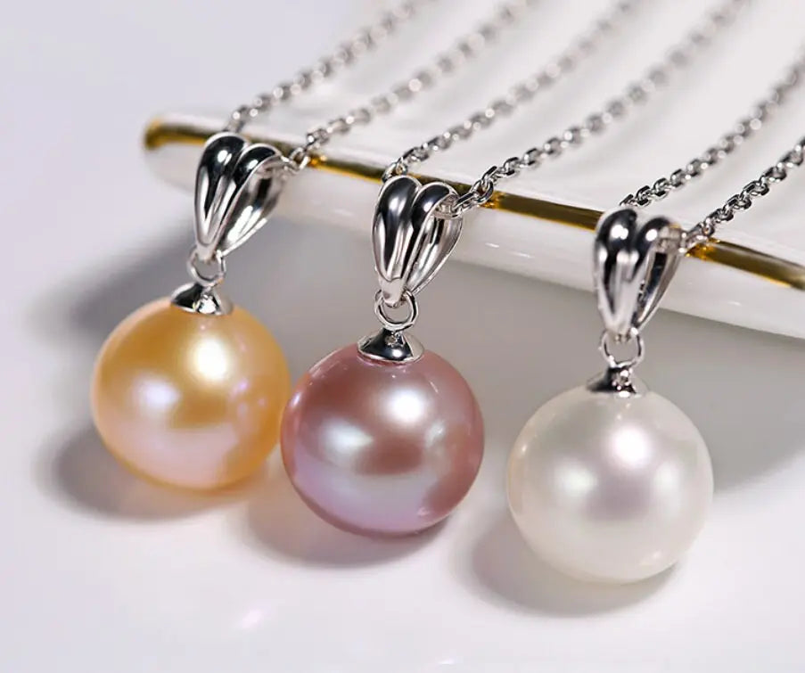 3 Colors Natural High Luster Pearl Necklace, 18K Yellow Solid Gold Handmade Necklace, Orange White Color Pearl Anniversary Gift Idea Etsy