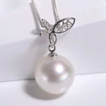 Butterfly with Natural South Sea White Pearl & White Diamond Necklace, 18K White Gold Hollow Out Necklace Etsy