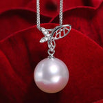 Butterfly with Natural South Sea White Pearl & White Diamond Necklace, 18K White Gold Hollow Out Necklace Etsy