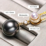 10mm Natural Tahitian Black Pearl & Akoya White Pearl Necklace, 18K Solid Yellow Gold Necklace, Hollow Out Necklace, Anniversary Gift Idea Etsy