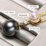 10mm Natural Tahitian Black Pearl & Akoya White Pearl Necklace, 18K Solid Yellow Gold Necklace, Hollow Out Necklace, Anniversary Gift Idea Etsy