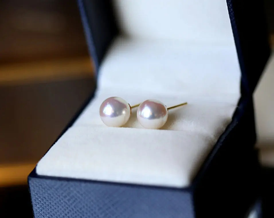 18K Gold Superior Akoya Pearl Studs Earrings Etsy