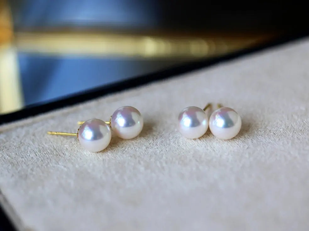18K Gold Superior Akoya Pearl Studs Earrings Etsy