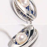 Mini Akoya Pearl & Blue Moissanite Necklace, Silver 925 Etsy