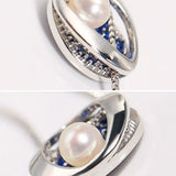 Mini Akoya Pearl & Blue Moissanite Necklace, Silver 925 Etsy