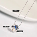 Mini Akoya Pearl & Blue Moissanite Necklace, Silver 925 Etsy