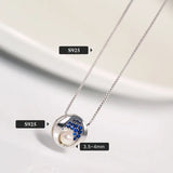 Mini Akoya Pearl & Blue Moissanite Necklace, Silver 925 Etsy