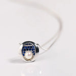 Mini Akoya Pearl & Blue Moissanite Necklace, Silver 925 Etsy