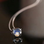 Mini Akoya Pearl & Blue Moissanite Necklace, Silver 925 Etsy