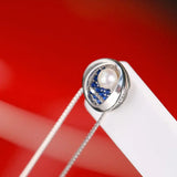Mini Akoya Pearl & Blue Moissanite Necklace, Silver 925 Etsy