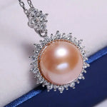 10mm Natural Purple Rose Pearl Flower Necklace - Silver 925 Etsy