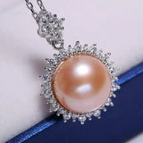 10mm Natural Purple Rose Pearl Flower Necklace - Silver 925 Etsy