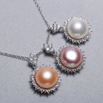 10mm Natural Purple Rose Pearl Flower Necklace - Silver 925 Etsy