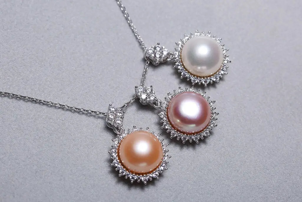 10mm Natural Purple Rose Pearl Flower Necklace - Silver 925 Etsy