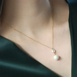 11mm Freshwater Pearl & Mother of Pearl Necklace - 14K Yellow Gold Etsy