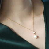11mm Freshwater Pearl & Mother of Pearl Necklace - 14K Yellow Gold Etsy
