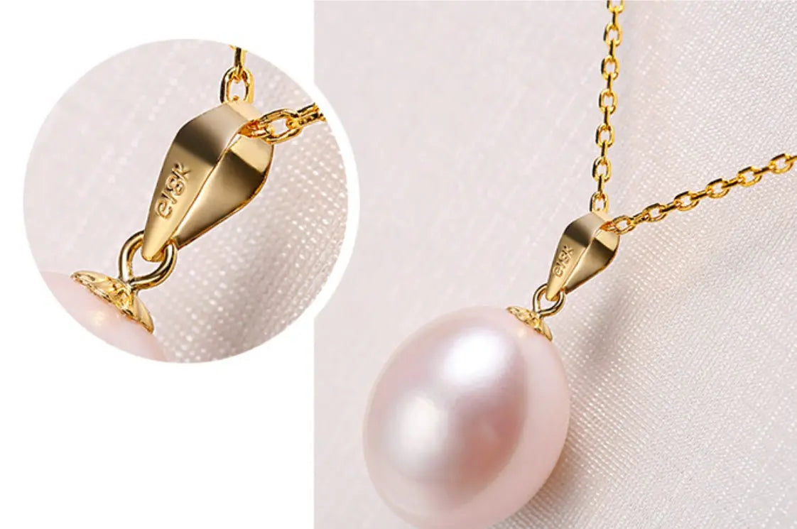 11mm Egg Shape White Pink Freshwater Pearl Necklace - 18K Yellow Gold Etsy