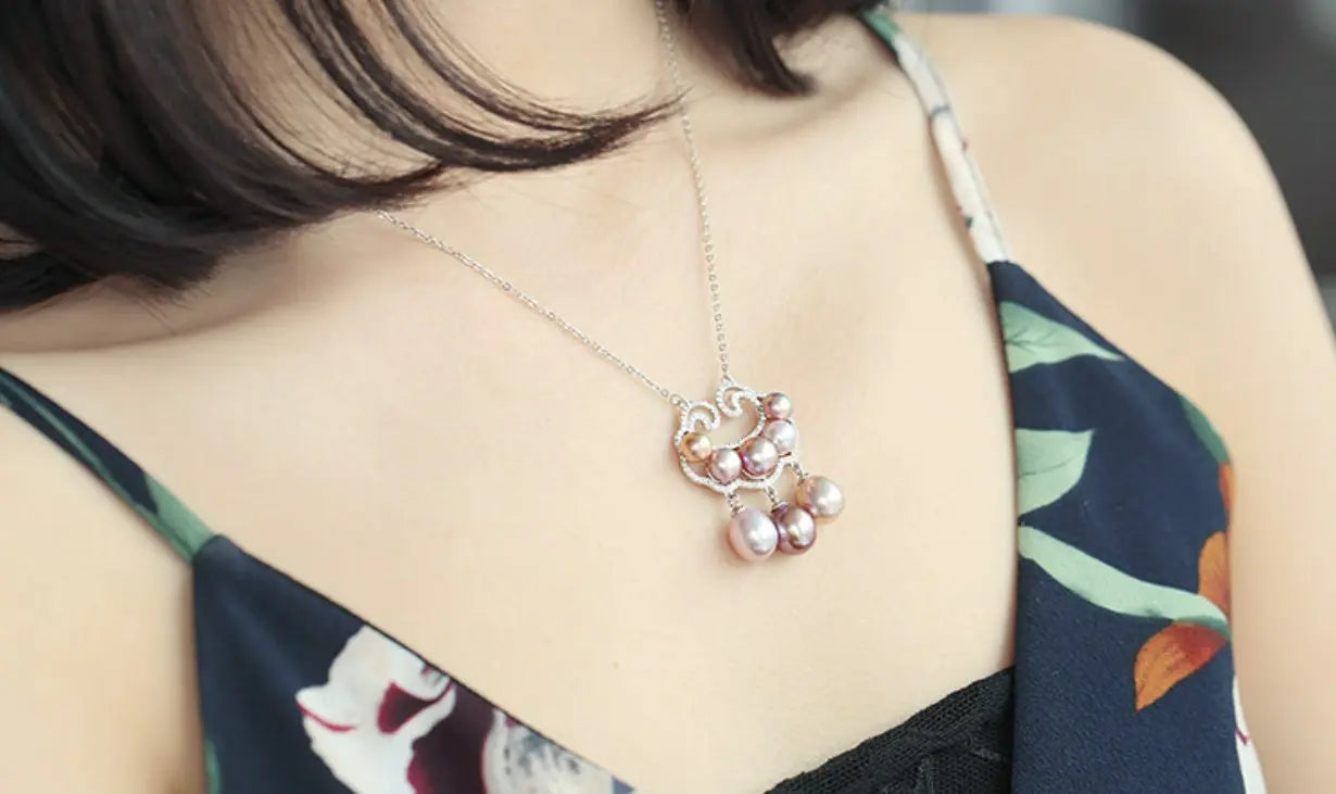 Freshwater Pearl Tear Drop Moissanite Necklace - Silver 925 Etsy