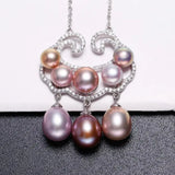 Symbol Natural Colorful Purple White Pearl & Moissanite Necklace, Silver 925 Handmade Necklace, Purple Pink Morandi Pearl, Gift Idea for Mom Etsy