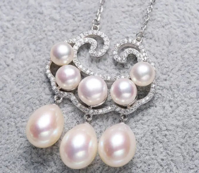 Symbol Natural Colorful Purple White Pearl & Moissanite Necklace, Silver 925 Handmade Necklace, Purple Pink Morandi Pearl, Gift Idea for Mom Etsy