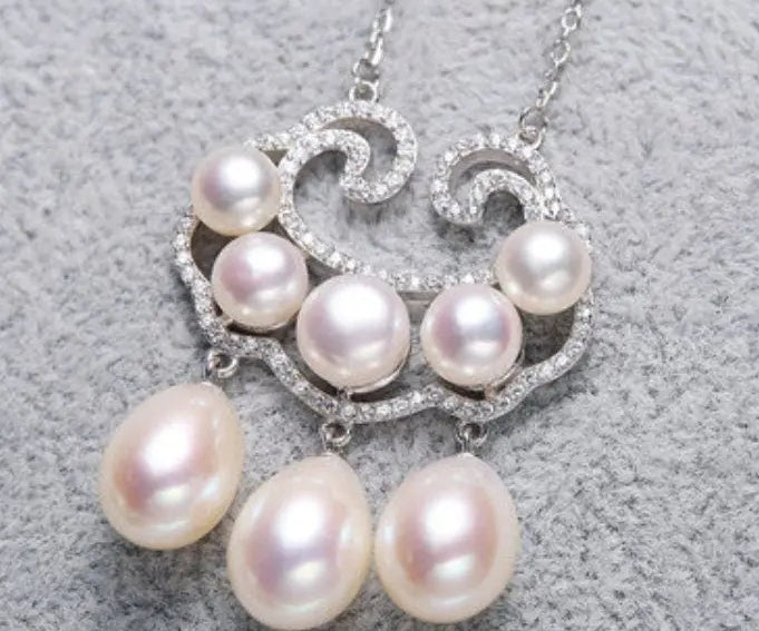 Mystery Symbol Necklace Set with Morandi Colors Pearl & Moissanite Necklace, Silver 925 Handmade Necklace, Purple Pink Morandi Pearl Etsy