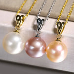 3 Colors Natural High Luster Pearl Necklace, 18K Yellow Solid Gold Handmade Necklace, Orange White Color Pearl Anniversary Gift Idea Etsy