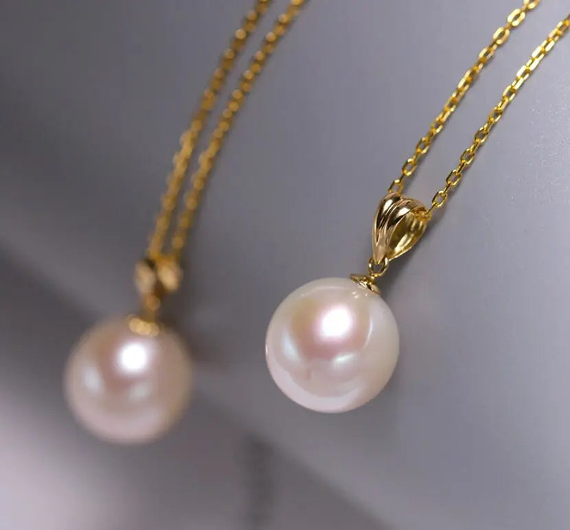 3 Colors Natural High Luster Pearl Necklace, 18K Yellow Solid Gold Handmade Necklace, Orange White Color Pearl Anniversary Gift Idea Etsy