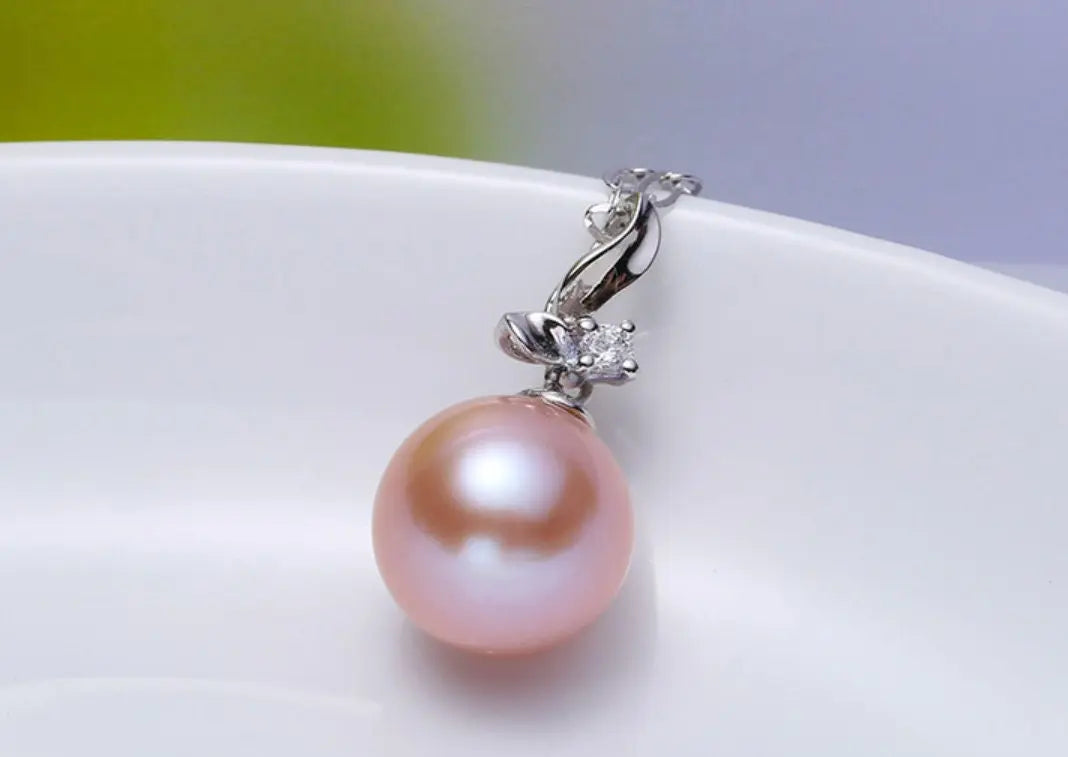 5A+ Natural Nude Purple Pearl & Moissanite Necklace, Silver 925 Handmade Necklace, Purple Rose Tone Pearl, Anniversary Gift Idea for Her Etsy