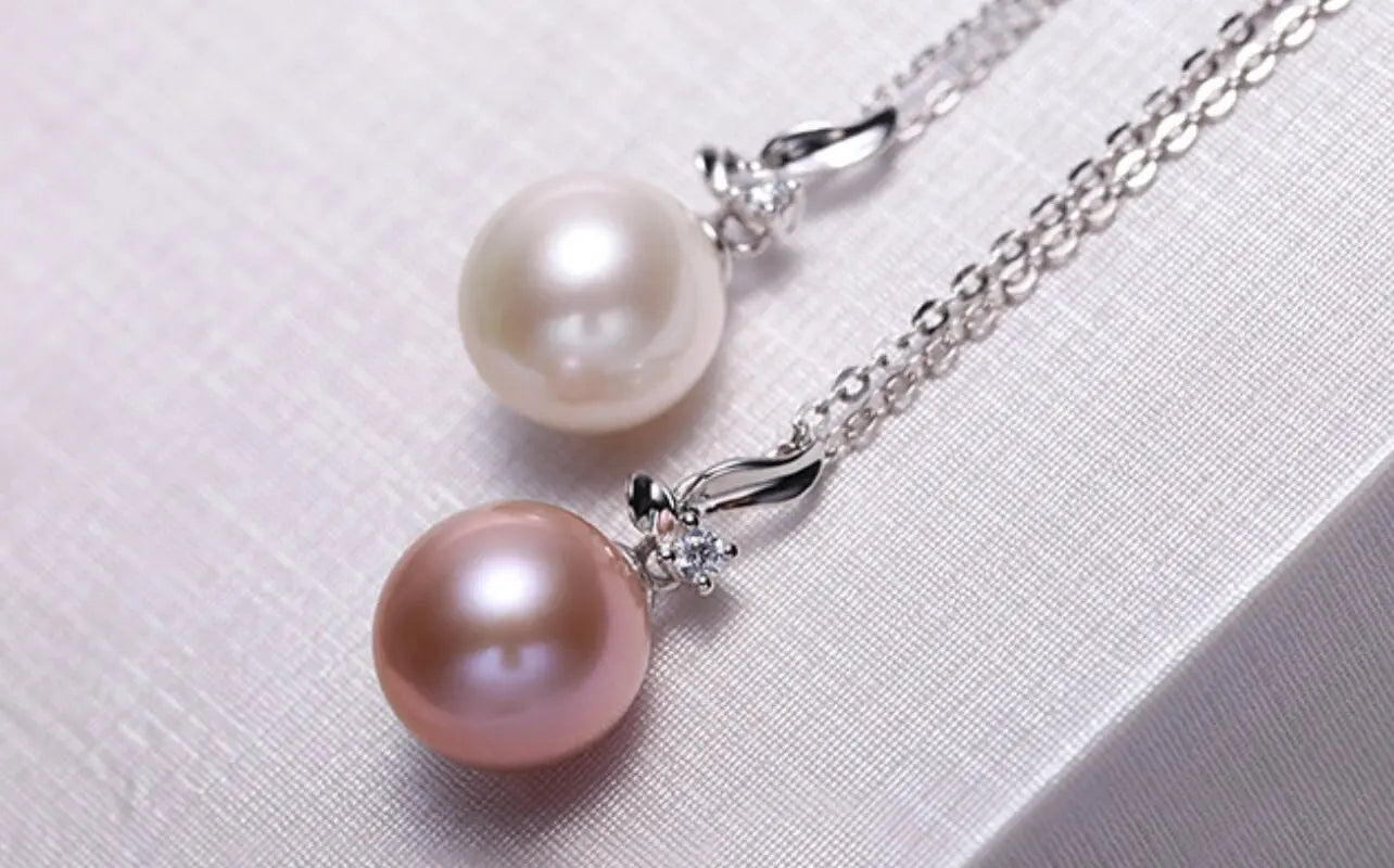 5A+ Natural Nude Purple Pearl & Moissanite Necklace, Silver 925 Handmade Necklace, Purple Rose Tone Pearl, Anniversary Gift Idea for Her Etsy