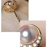 Cluster Akoya Pearl Studs 18K Earrings from Japan - 18K Gold Etsy