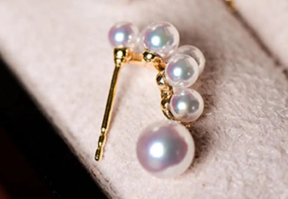 Grape Design Akoya Pearl 18K Gold Earrings Etsy
