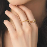 18K Laser Gold Ball Ring with Akoya Champagne Golden Pearl Ring, 18k Yellow Gold Stacking Ring, Valentine's Day Gift Idea for Her Etsy