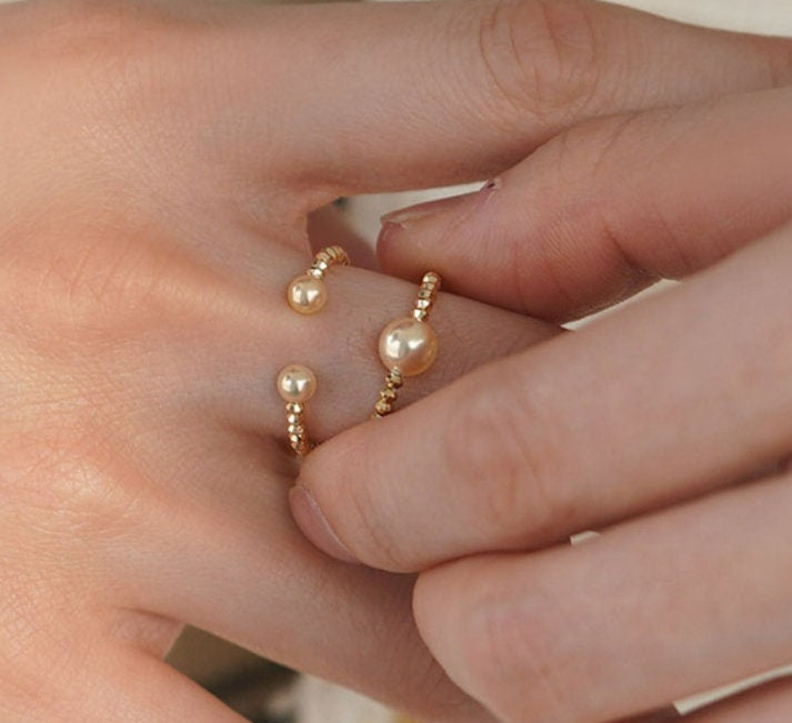 18K Laser Gold Ball Ring, 18k Yellow Gold Stacking Ring, Valentine's Day Gift Idea for Her Etsy