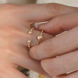 18K Laser Gold Ball Ring with Akoya Champagne Golden Pearl Ring, 18k Yellow Gold Stacking Ring, Valentine's Day Gift Idea for Her Etsy
