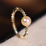 18K Laser Gold Ball Ring, 18k Yellow Gold Stacking Ring, Valentine's Day Gift Idea for Her Etsy