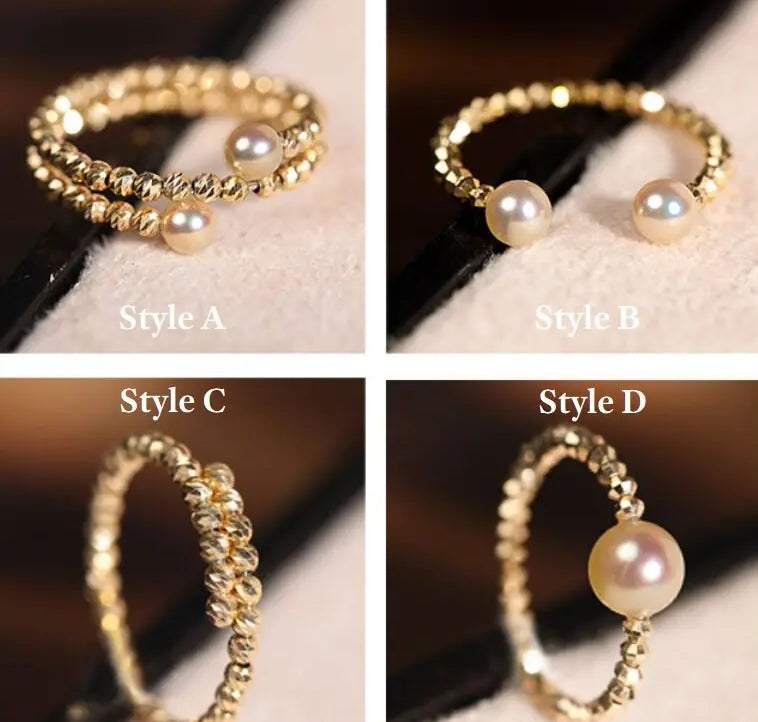 AAA+ Akoya Champagne Golden Pearl Laser 18K Gold Ball Ring, 18K Yellow Gold Pearl Ring, Valentine's Day Etsy