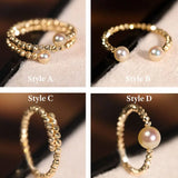 18K Laser Gold Ball Ring with Akoya Champagne Golden Pearl Ring, 18k Yellow Gold Stacking Ring, Valentine's Day Gift Idea for Her Etsy