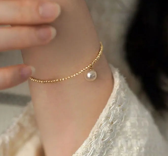 AAA+ Akoya Pearl 18K Gold Ball Stackable Bracelet Etsy