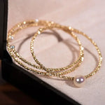 AAA+ Akoya Pearl 18K Gold Ball Stackable Bracelet Etsy