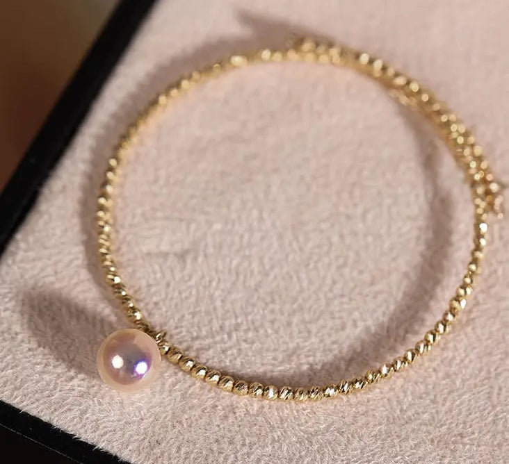 AAA+ Akoya Pearl 18K Gold Ball Stackable Bracelet Etsy