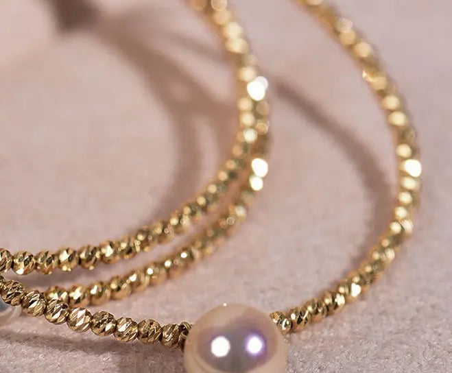 AAA+ Akoya Pearl 18K Gold Ball Stackable Bracelet Etsy