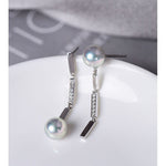 Natural Pearl Diamond 18K White Gold Tube Earrings - Valentines Day Etsy
