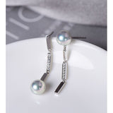Natural Pearl Diamond 18K White Gold Tube Earrings - Valentines Day Etsy