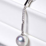 Natural Pearl Diamond 18K White Gold Tube Earrings - Valentines Day Etsy