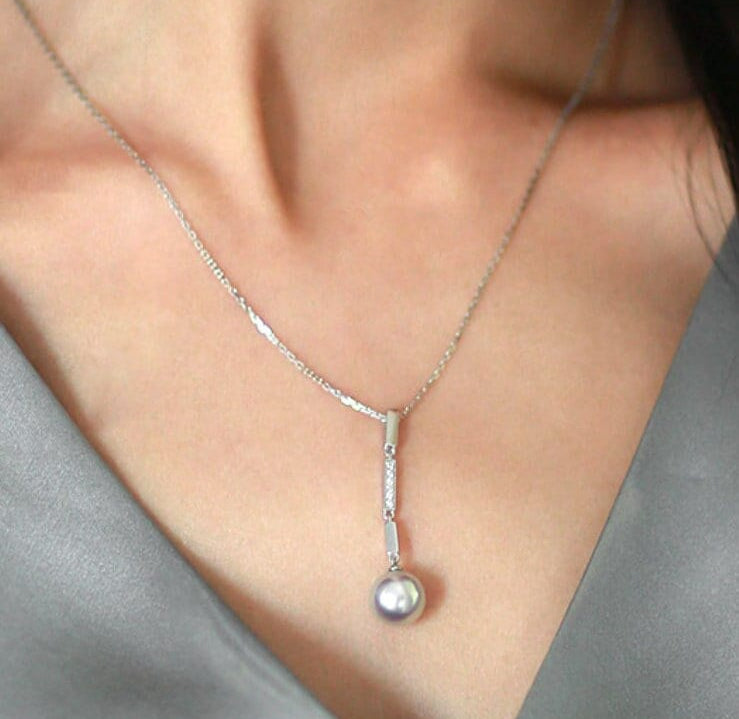 Natural Pearl Diamond 18K White Gold Tube Earrings - Valentines Day Etsy